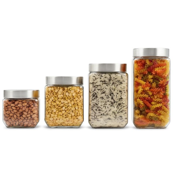 Juego de contenedores de vidrio MASTER CHEF, 4 piezas con tapa