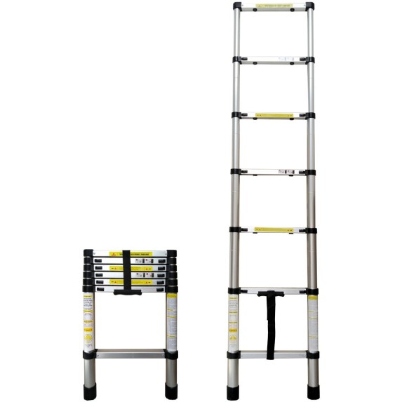 Escalera Telescópica Plegable de Aluminio 1,98 m Best-Value H52025 – Carga Máxima 150 kg