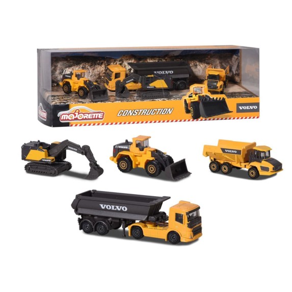 Set de 4 Vehículos de Construcción Volvo – Majorette Construction Series #212057287