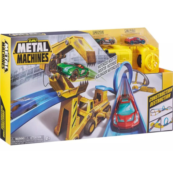 Set de Pista ZURU Metal Machines – Construction Destruction con 2 Autos Die-Cast #6703