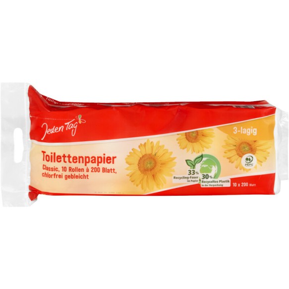 Papel Higiénico de 3 Capas Jeden Tag 10 x 220