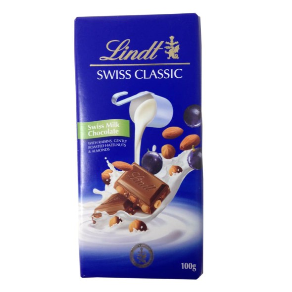 Chocolate Lindt Swiss Classic Leche con Frutos Secos 100 g
