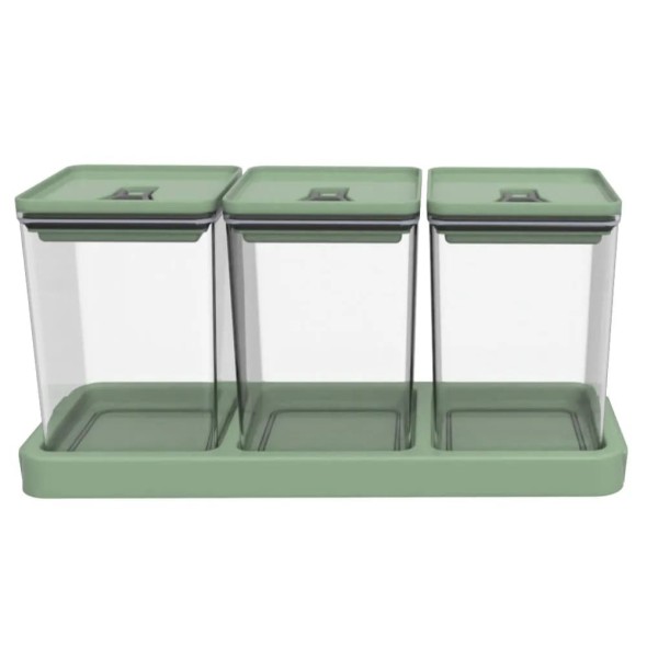 Kit Organizador Hermético Dubai Trio 1,5 Litros x 3 Verde