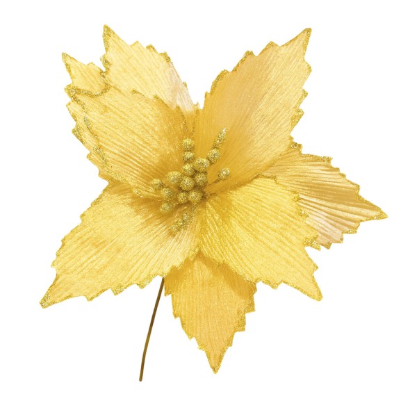 Flor Poinsettia de Terciopelo 24 cm – Color Dorado