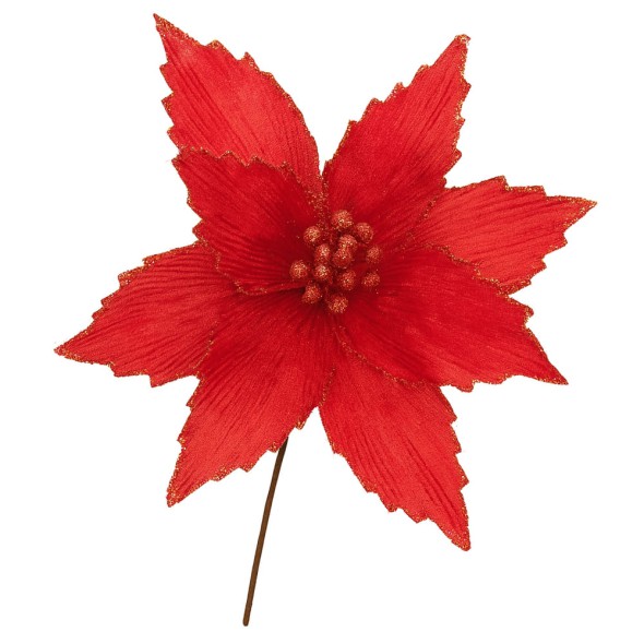 Flor Poinsettia de Terciopelo 24 cm – Color Rojo