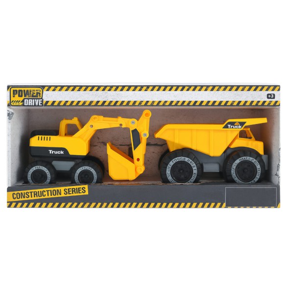 Set de Camiones de Construcción Power Drive – Volquete y Excavadora