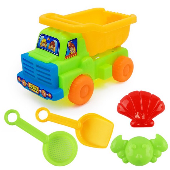 Set de juguetes de playa de verano - 6 piezas con camión volquete y figuras de animales