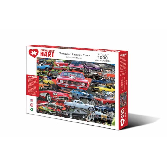 Rompecabezas Hart Puzzles 1000 piezas – Autos clásicos favoritos de los boomers