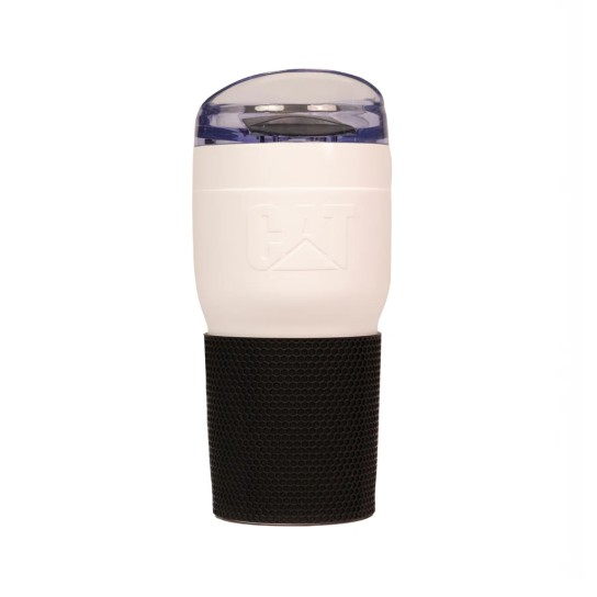 Vaso Térmico Caterpillar 0.5 L Blanco con Tapa Transparente y Base Antideslizante - Modelo 1T2211