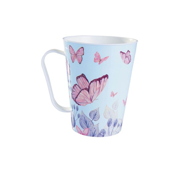 Taza Plástica Decorada Mariposas 430 ml Kozi Plast 1414
