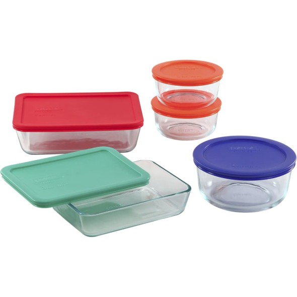 Pyrex Simply Store Set de Recipientes de Vidrio con Tapa – 10 Piezas