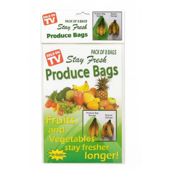 Stay Fresh – Paquete de 8 Bolsas Reutilizables para Frutas y Verduras
