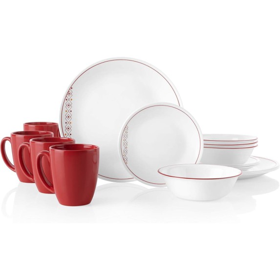 Vajilla Corelle 16 Piezas Fusion Chili – Diseño Moderno con Vidrio Vitrelle® Liviano y Resistente