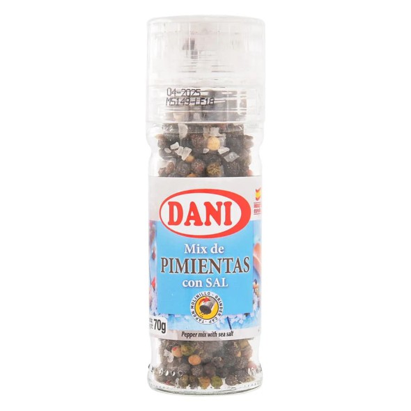 DANI Mix de Pimientas con Sal 70g | Molinillo Gourmet para Carnes, Ensaladas y Pastas