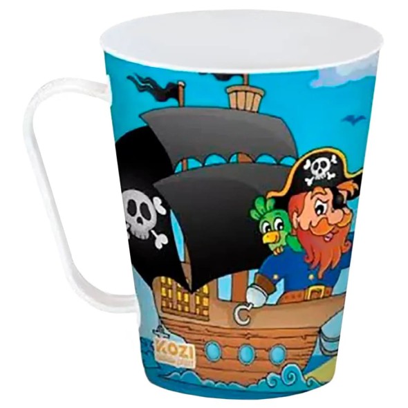 Taza Plástica Decorada Piratas 430 ml Kozi Plast 1446P