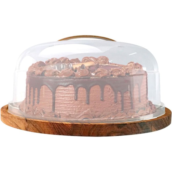 Tortera quesera de madera con tapa plástica 28 cm Nitron