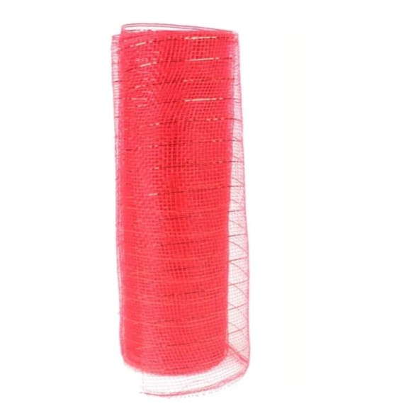 Cinta decorativa roja 26 cm x 9,15 m con refuerzo aluminizado