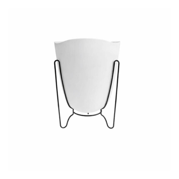 maceta con soporte metalico blanca 18 cm decorativa