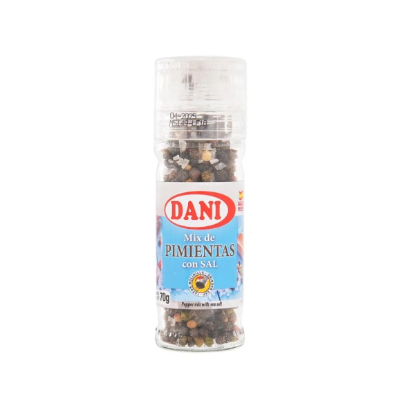 DANI Mix de Pimientas con Sal 70g | Molinillo Gourmet para Carnes, Ensaladas y Pastas