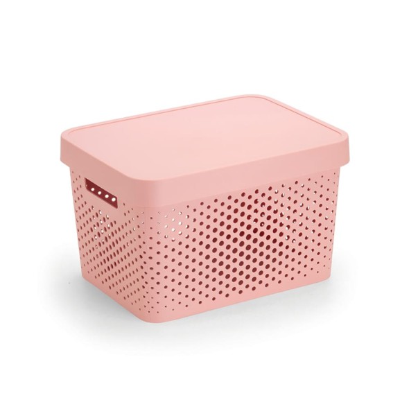 Caja Organizadora Rainha Circolare de 17 Litros con Tapa Rosa